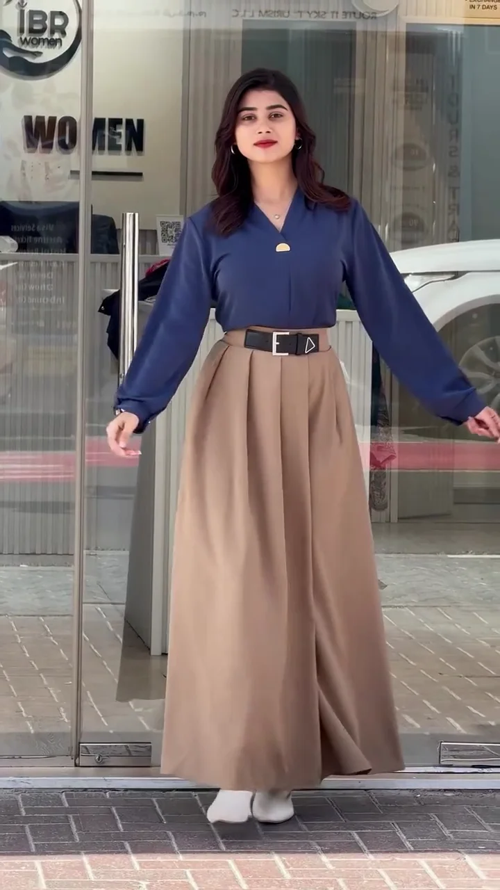 Effortlessly Elegant: Classic Collared Shirt & Pleated Bottom Set - Now in Multiple Color Variants