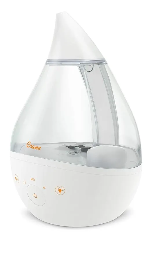 Ultrasonic warm Mist Top Fill Humidifier with Sound Machine, 1 Gallon Tank, For Large Rooms, Clear and White, Baby Nursery Humidifier