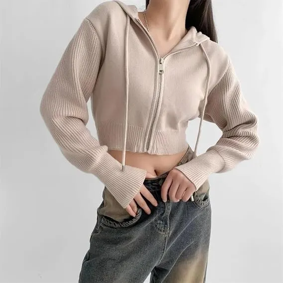 Hooded Zipper High-Waisted Short