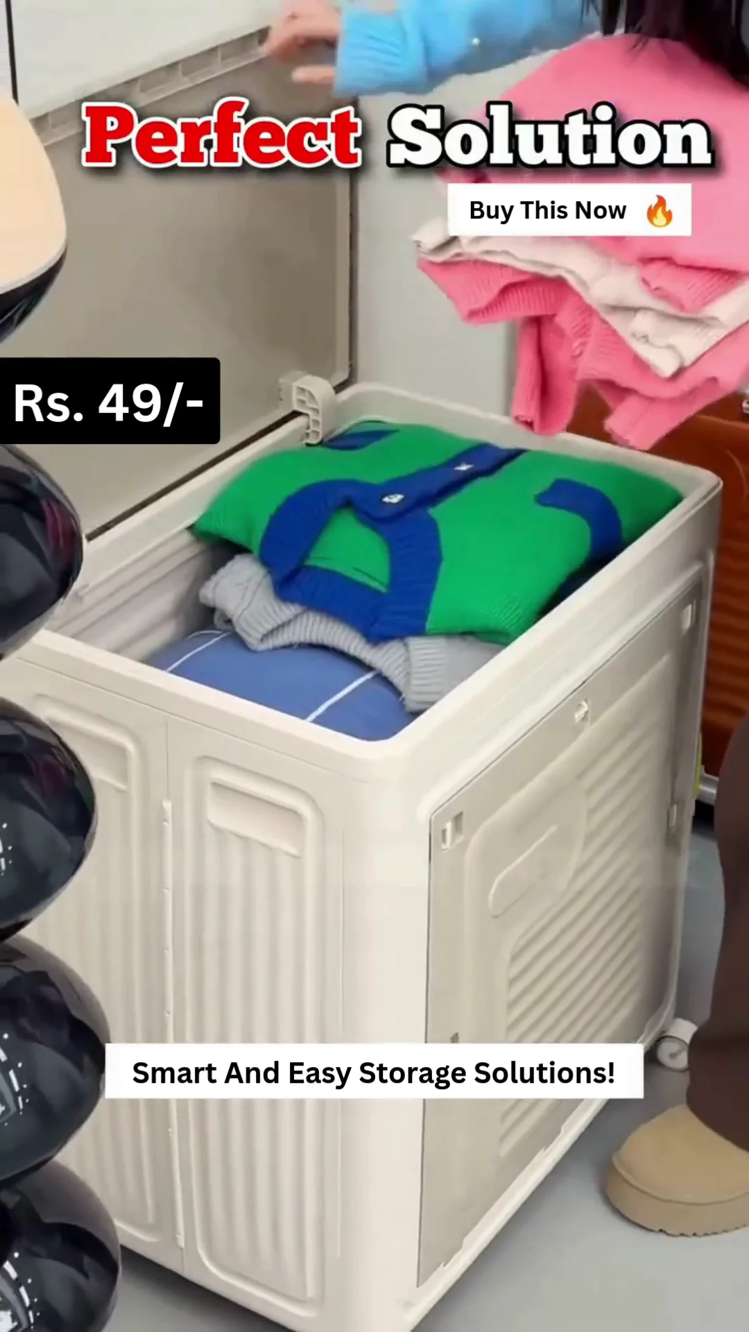 Heavy-Duty Collapsible Rolling Storage Trunk with Top Lid and Front Access Door - Extra Large Stackable Clothes and Toy Organizer