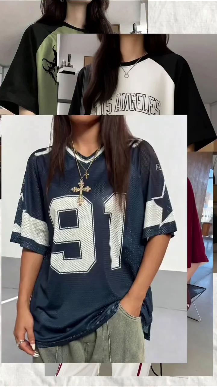 Oversized Retro Varsity Jersey Collection | Unisex Streetwear Graphic T-Shirts & Hip-Hop Mesh Sportswear
