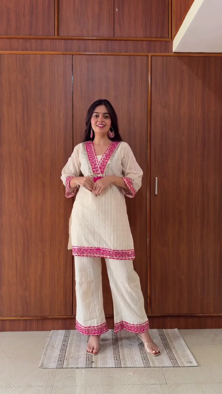 Elegant Chanderi Silk Gota Patti Kurta Set with Banarasi Dupatta | Festive Ethnic Wear Suit for Women
