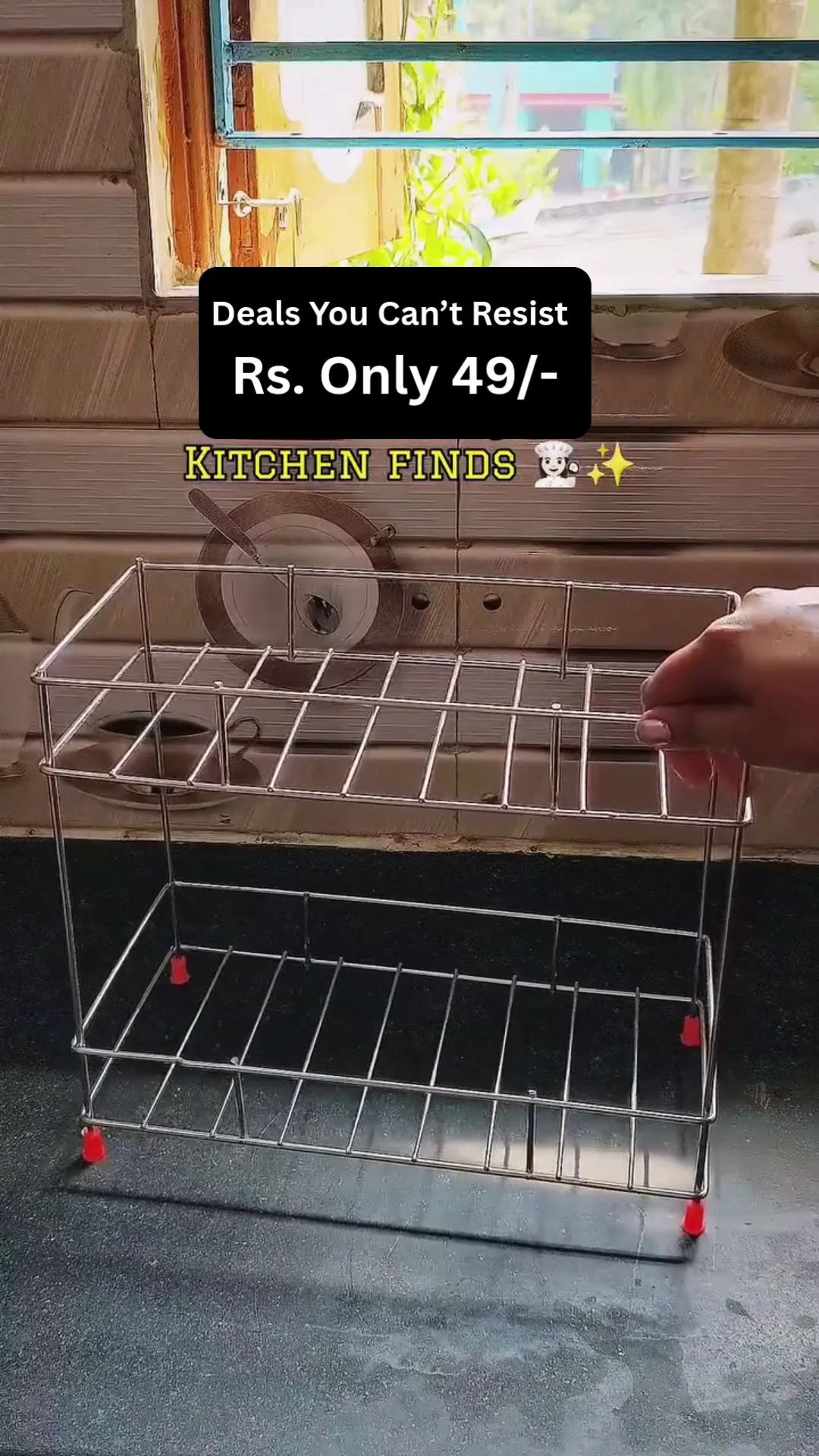 Multipurpose Stainless Steel 2-Tier Kitchen Organizer Rack | Heavy-Duty Countertop Spice Rack, Dish Draining Shelf