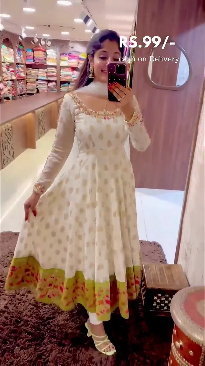 Off-White Designer Anarkali Suit Set with Intricate Embroidery and Traditional Borders - Perfect Ethnic Wear for Weddings, Festivals, and Special Occasions