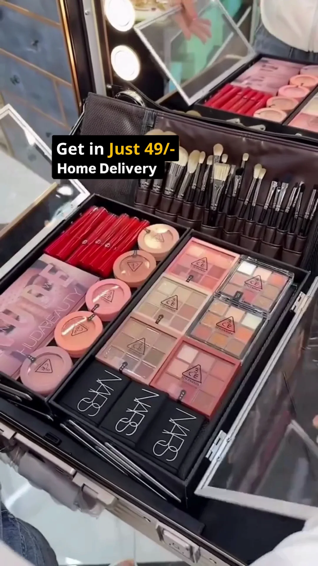 Luxury Heart-Shaped 3-Tier Rotating Makeup Gift Box with Signature Perfume, Artificial Roses, and Complete Meiyu Cosmetic Set - Premium Beauty Vanity Case for Anniversaries, Weddings, and Special Occasions