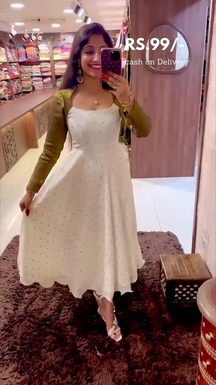 Women Ethnic Anarkali Gown with Dupatta Pani Pani Shimmer Fabric Party Wear